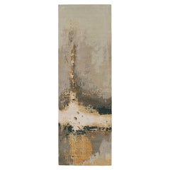 Rug & Kilim: tappeto runner astratto in beige e oro con motivi geometrici