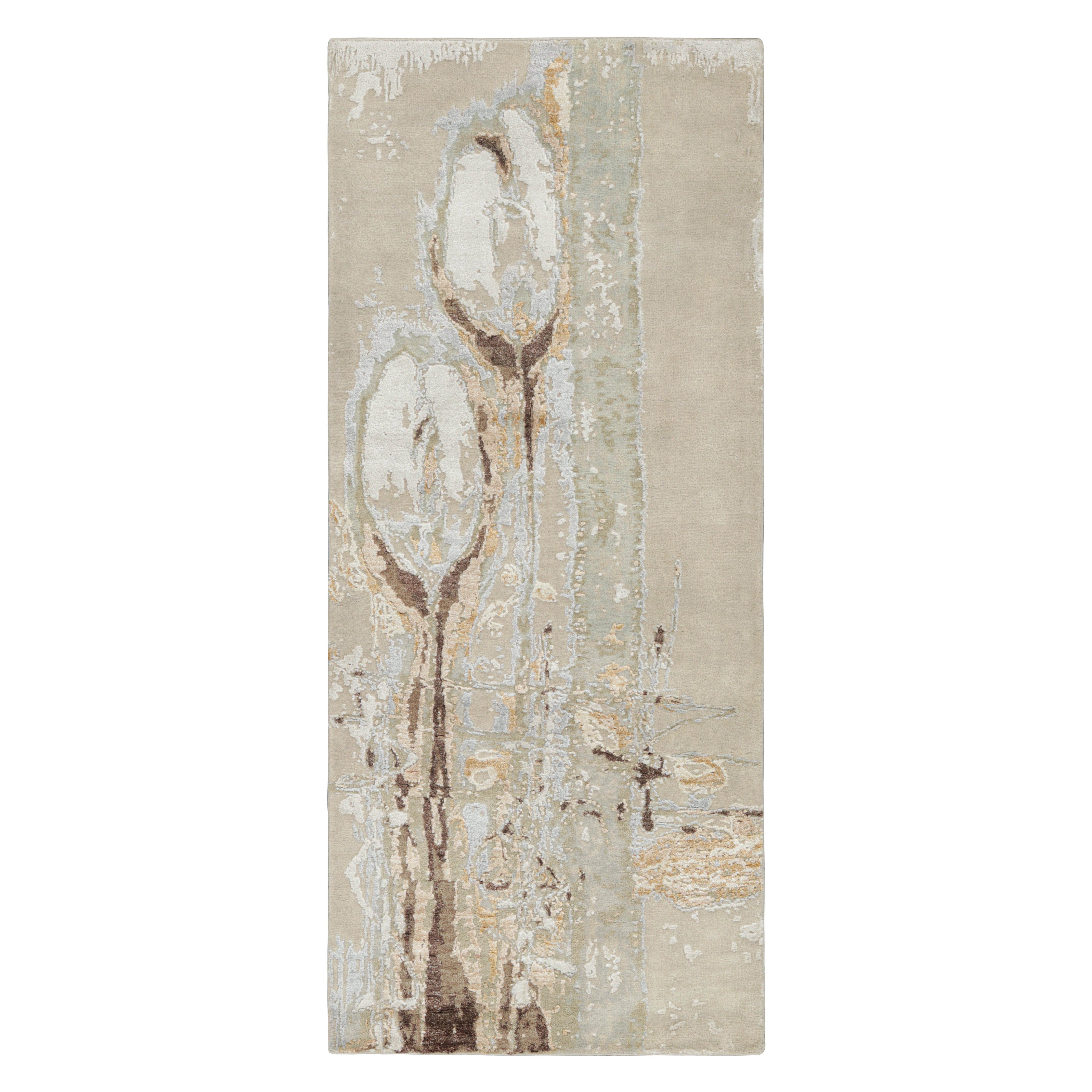 Rug & Kilim - Tappeto astratto in beige-marrone, oro e argento-grigio in vendita