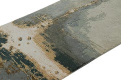 Rug & Kilim’s Abstract Runner Rug in Gray, Gold and Blue Patterns
