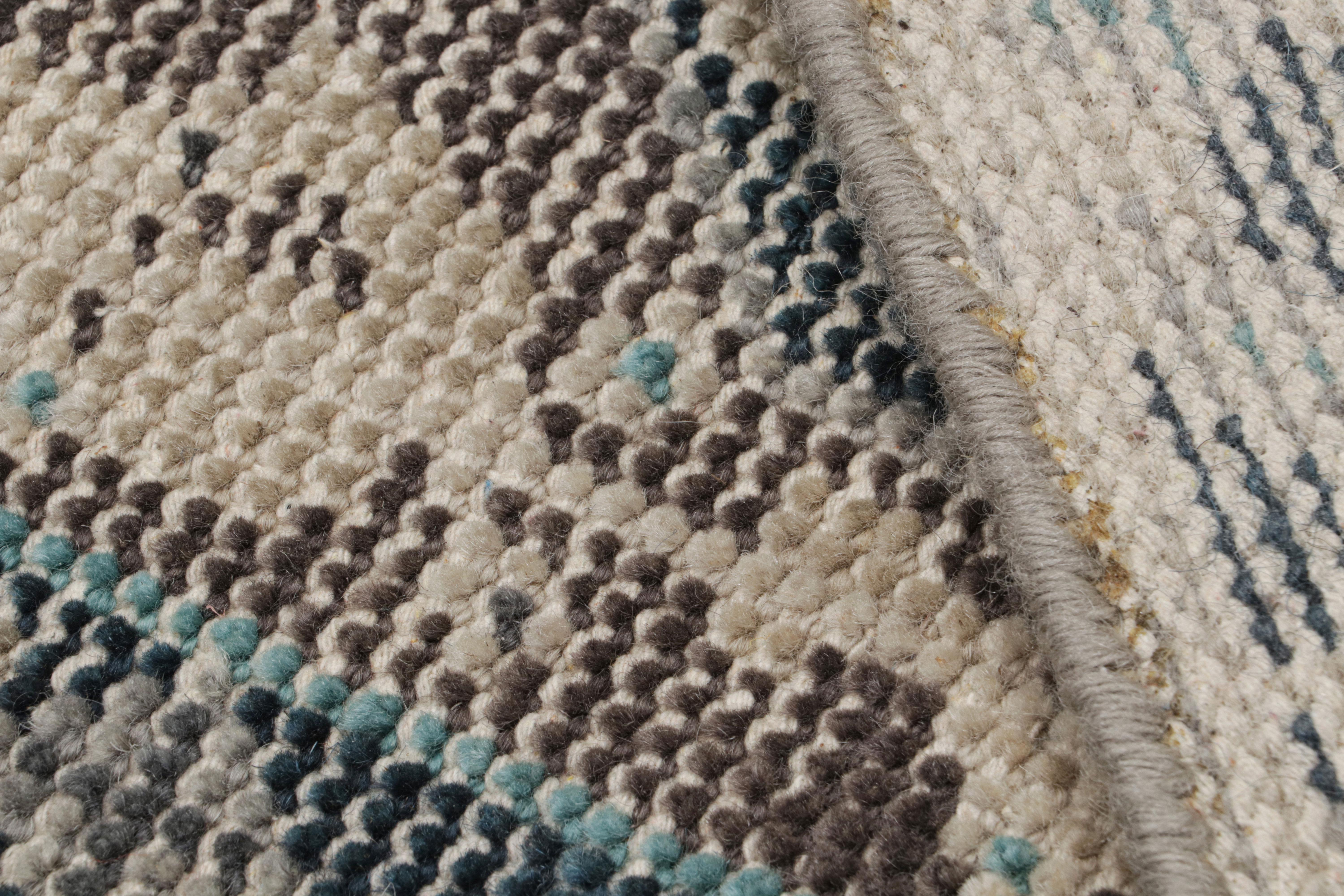 XXI secolo e contemporaneo Rug & Kilim - Tappeto astratto con motivi blu e marrone in vendita