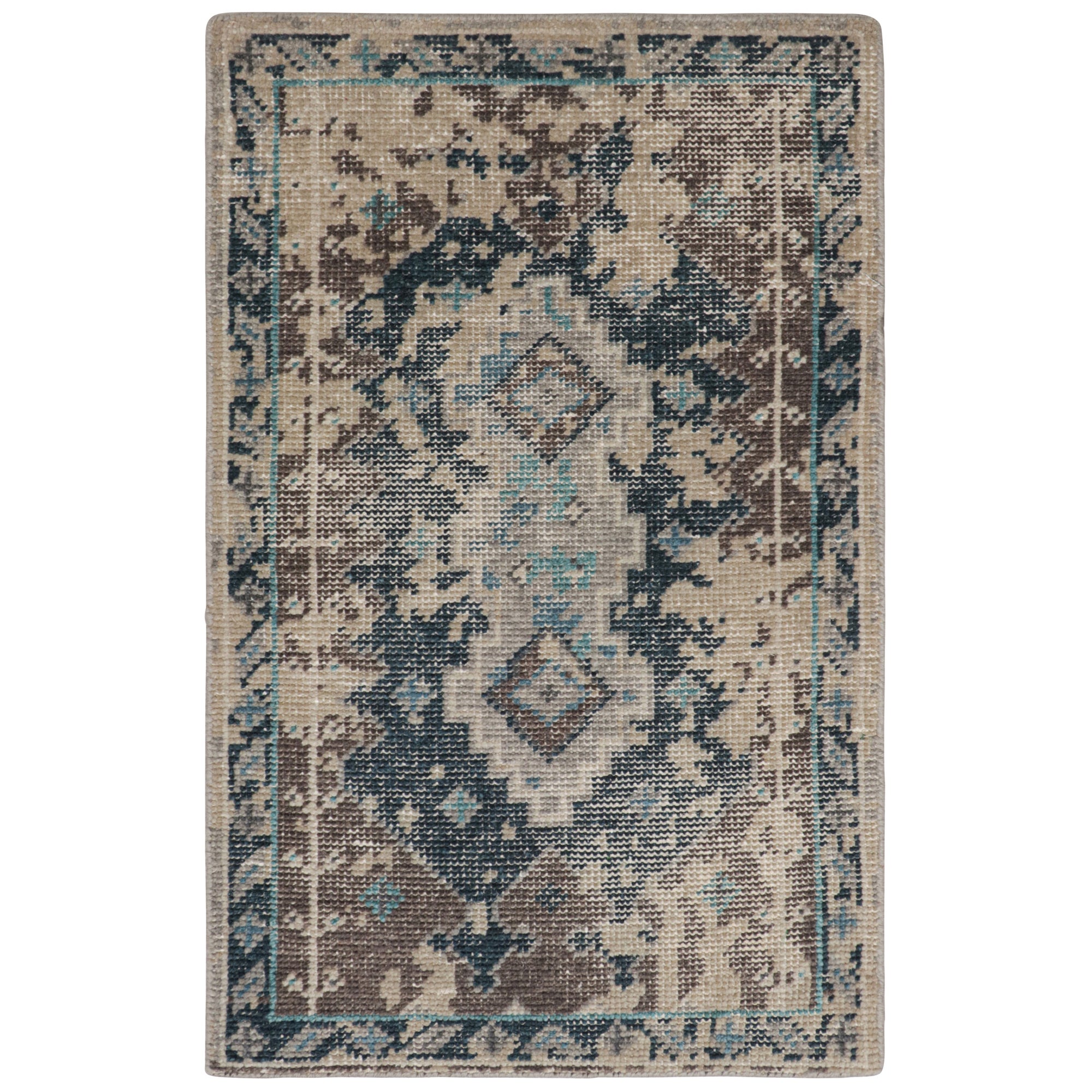Rug & Kilim's Abstract Scatter Rug With Blue-Brown Patterns (Tapis de dispersion abstrait à motifs bleus et bruns)