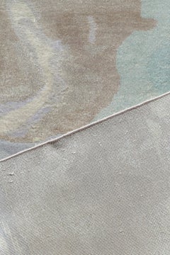 Rug & Kilim’s Abstract Square Rug in Beige, Blue and Yellow Wavy Patterns