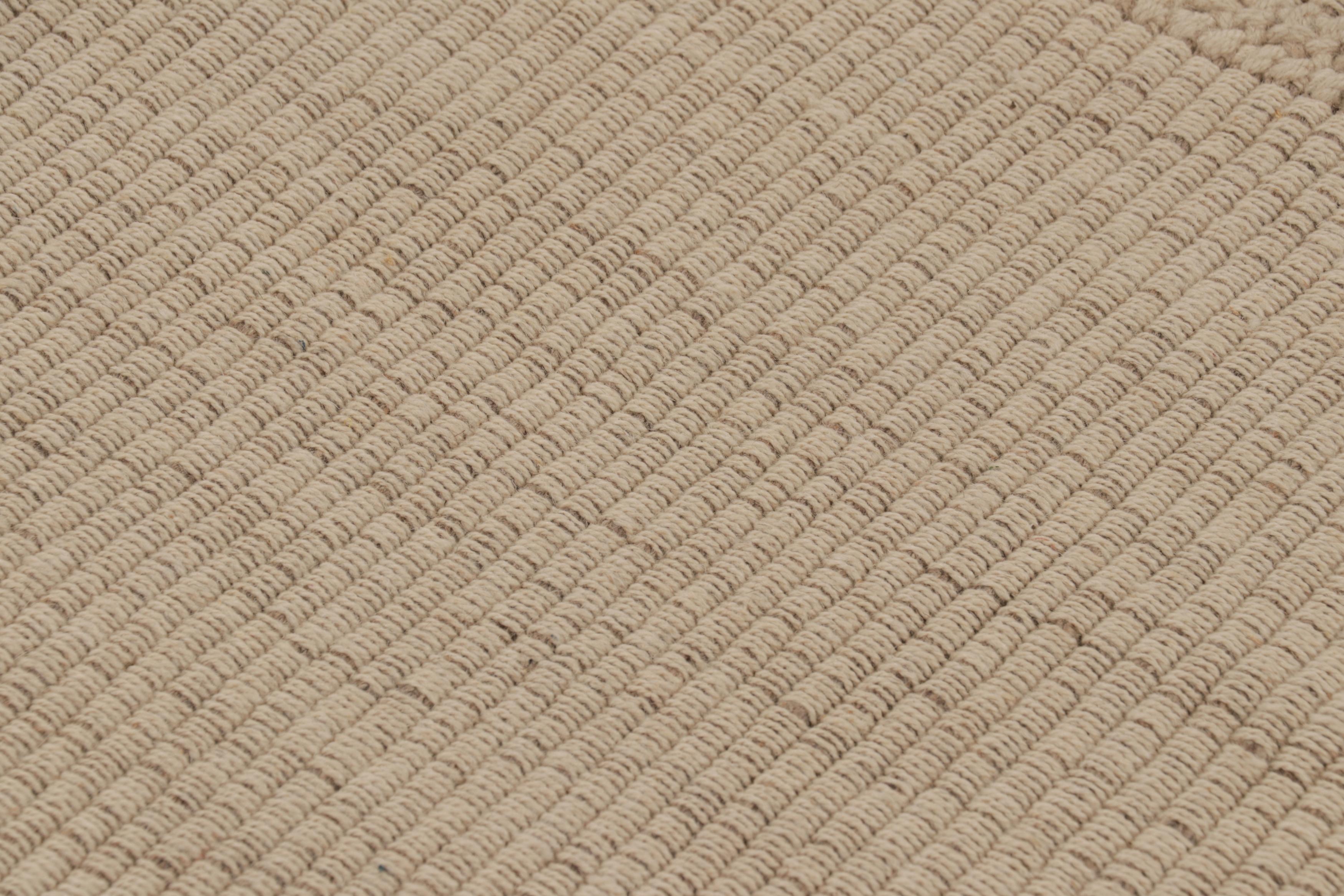 Tessuto a mano in lana, questo Kilim contemporaneo 4x5 fa parte di una nuova ed entusiasmante collezione di Rug & Kilim a tessitura piatta e personalizzabile.

Sul design:

