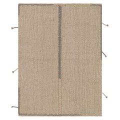 Rug & Kilim's Accent Kilim and Square Rug in Textural Cream Stripes, Gray Accent