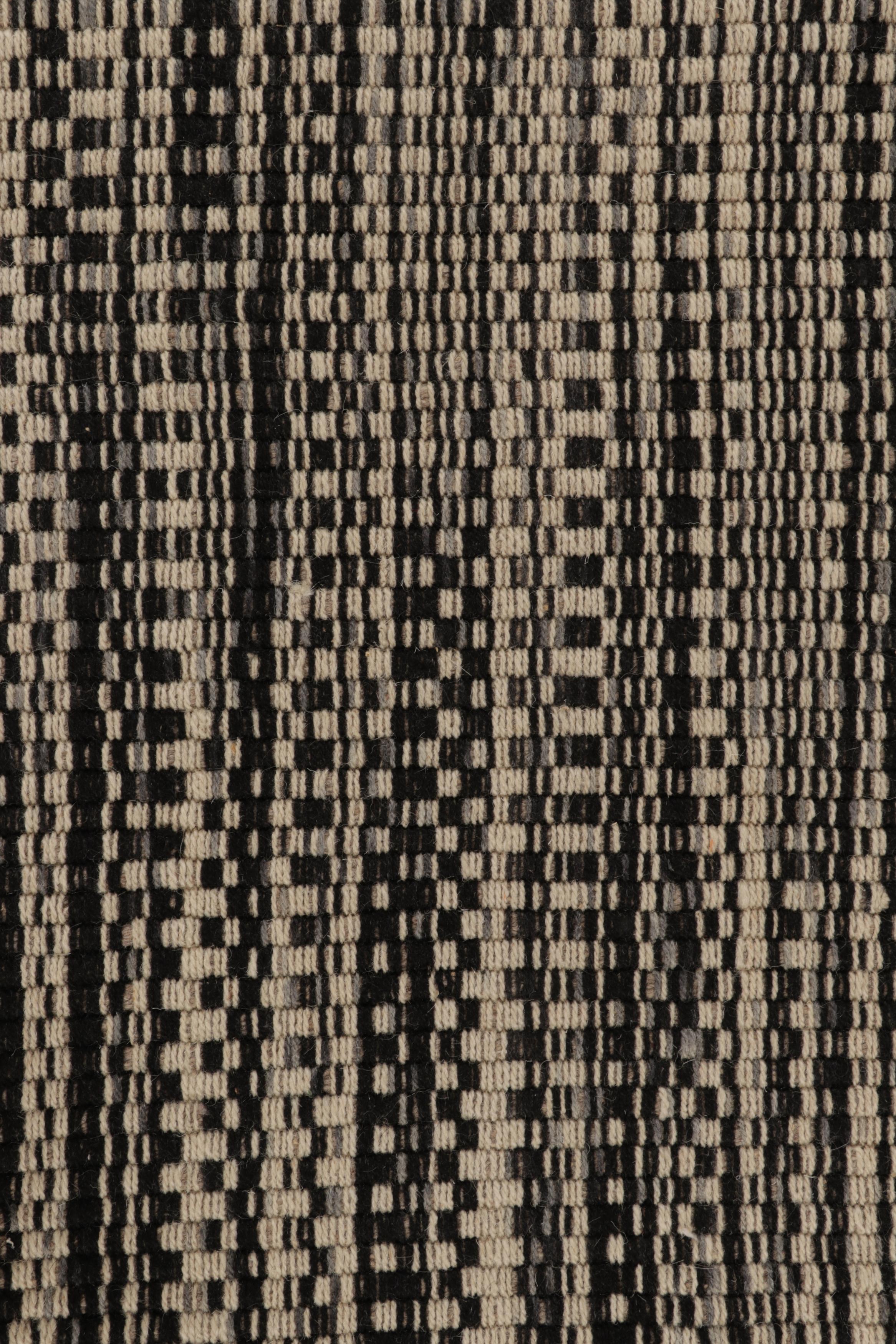 Kilim de acento de Rug & Kilim, rayas texturadas en beige y negro Afgano en venta