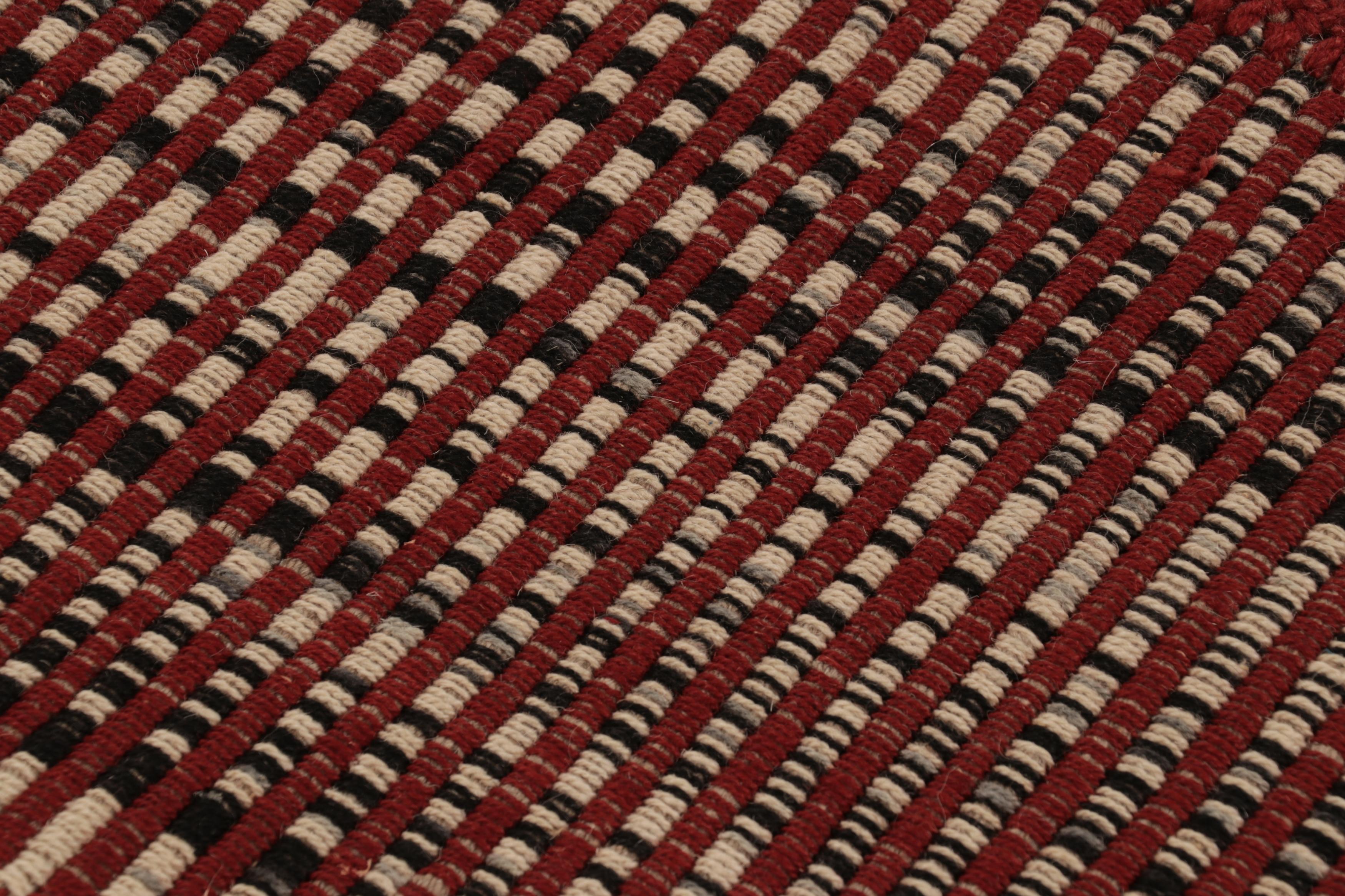 Rug & Kilim's Akzent-Kilim, beige und schwarz gestreift (Handgeknüpft) im Angebot