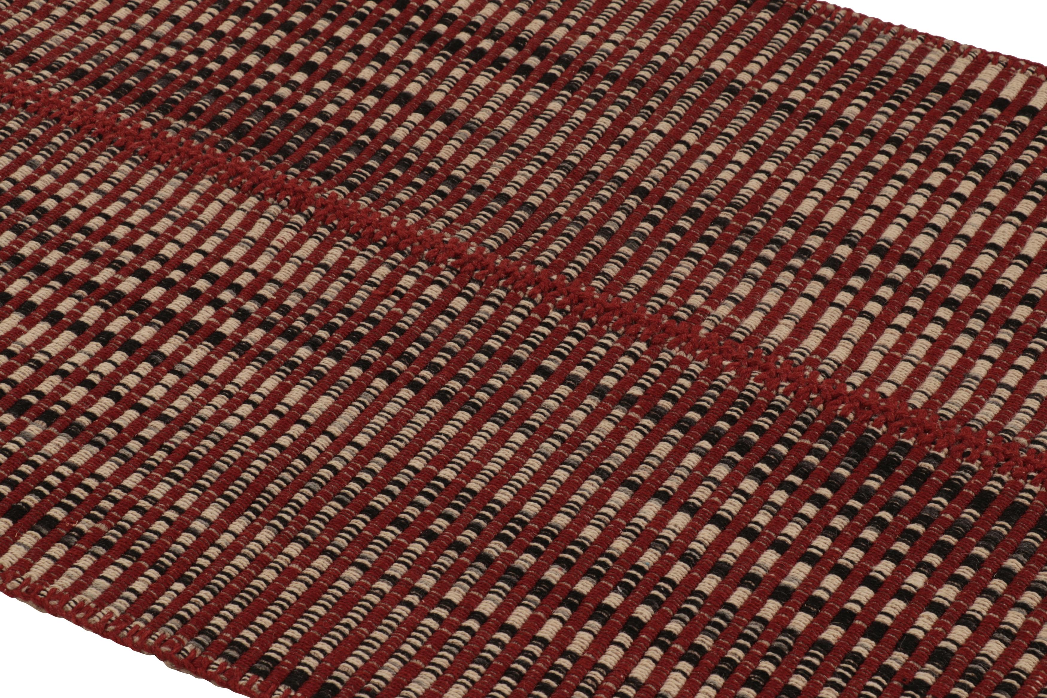 Rug & Kilim's Akzent-Kilim, beige und schwarz gestreift (Wolle) im Angebot