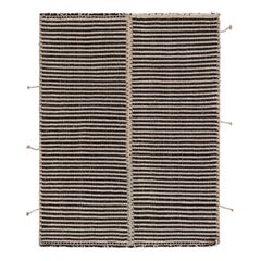 Rug 
Kilim, Kilim d
accento, strisce testurizzate beige e nere