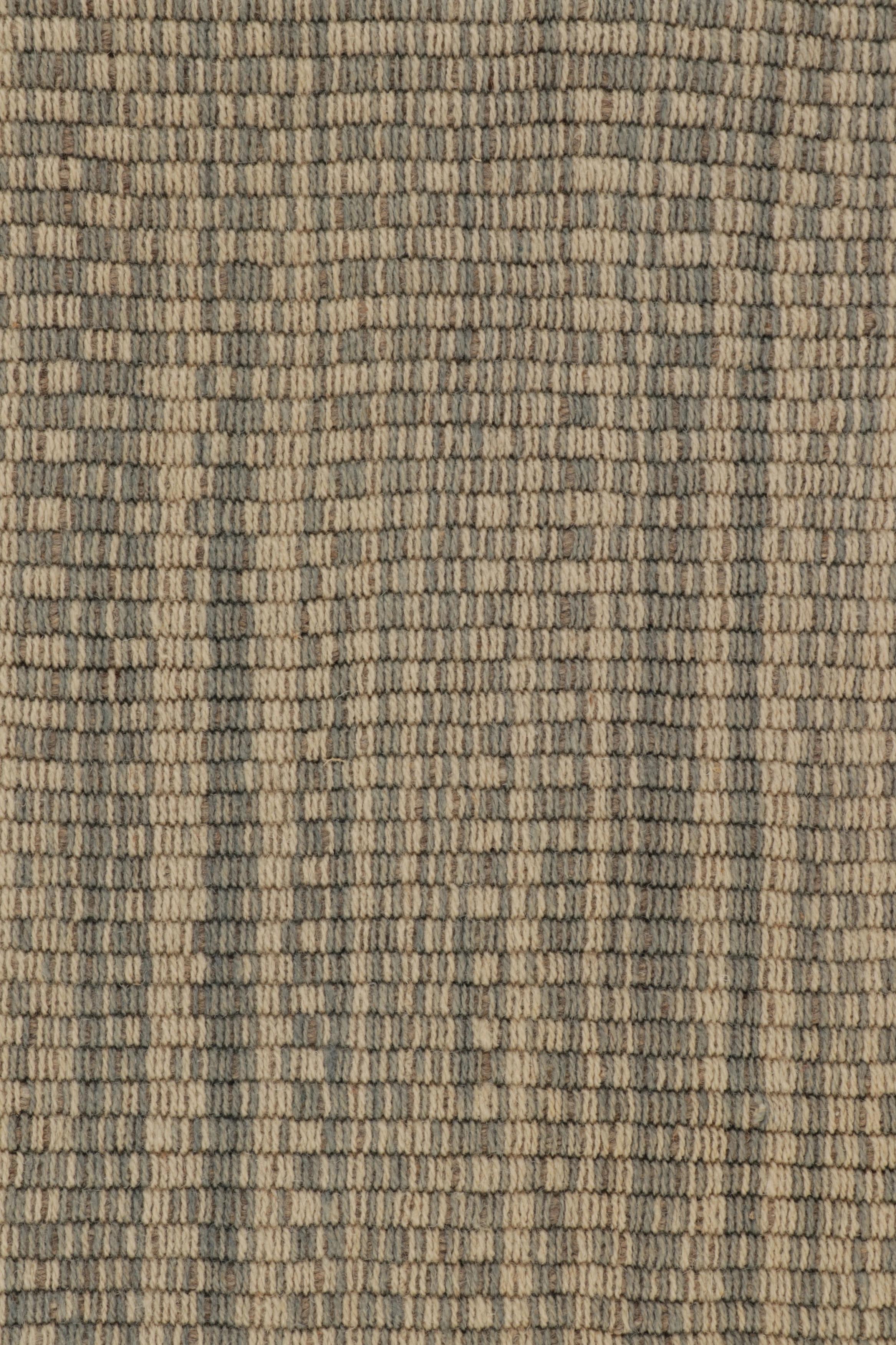 Afghan Rug & Kilim's Accent Kilim, Beige and Gray Textural Stripes (tapis d'accent Kilim, rayures texturées beiges et grises) en vente