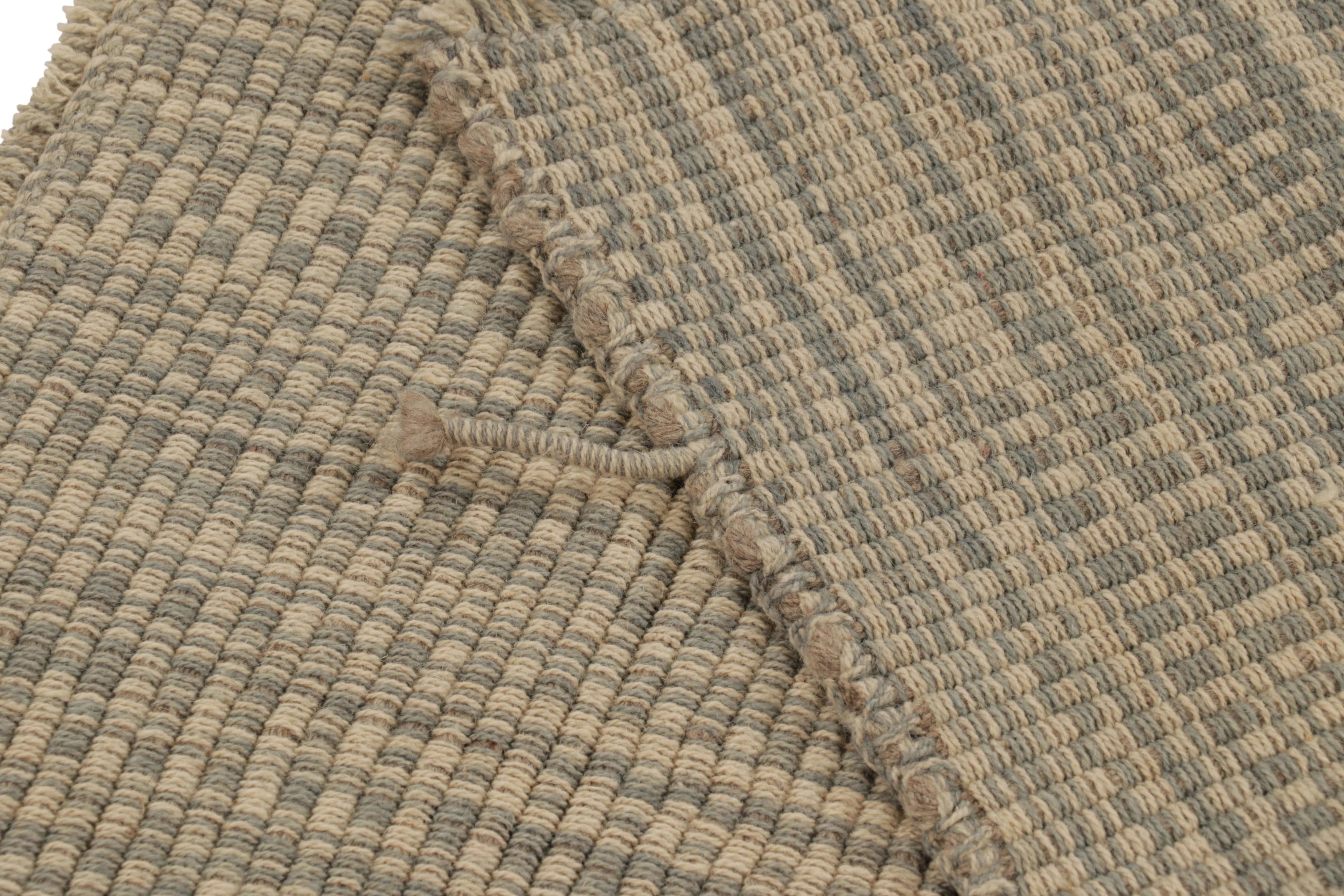 Rug & Kilim's Accent Kilim, Beige and Gray Textural Stripes (tapis d'accent Kilim, rayures texturées beiges et grises) Neuf - En vente à Long Island City, NY