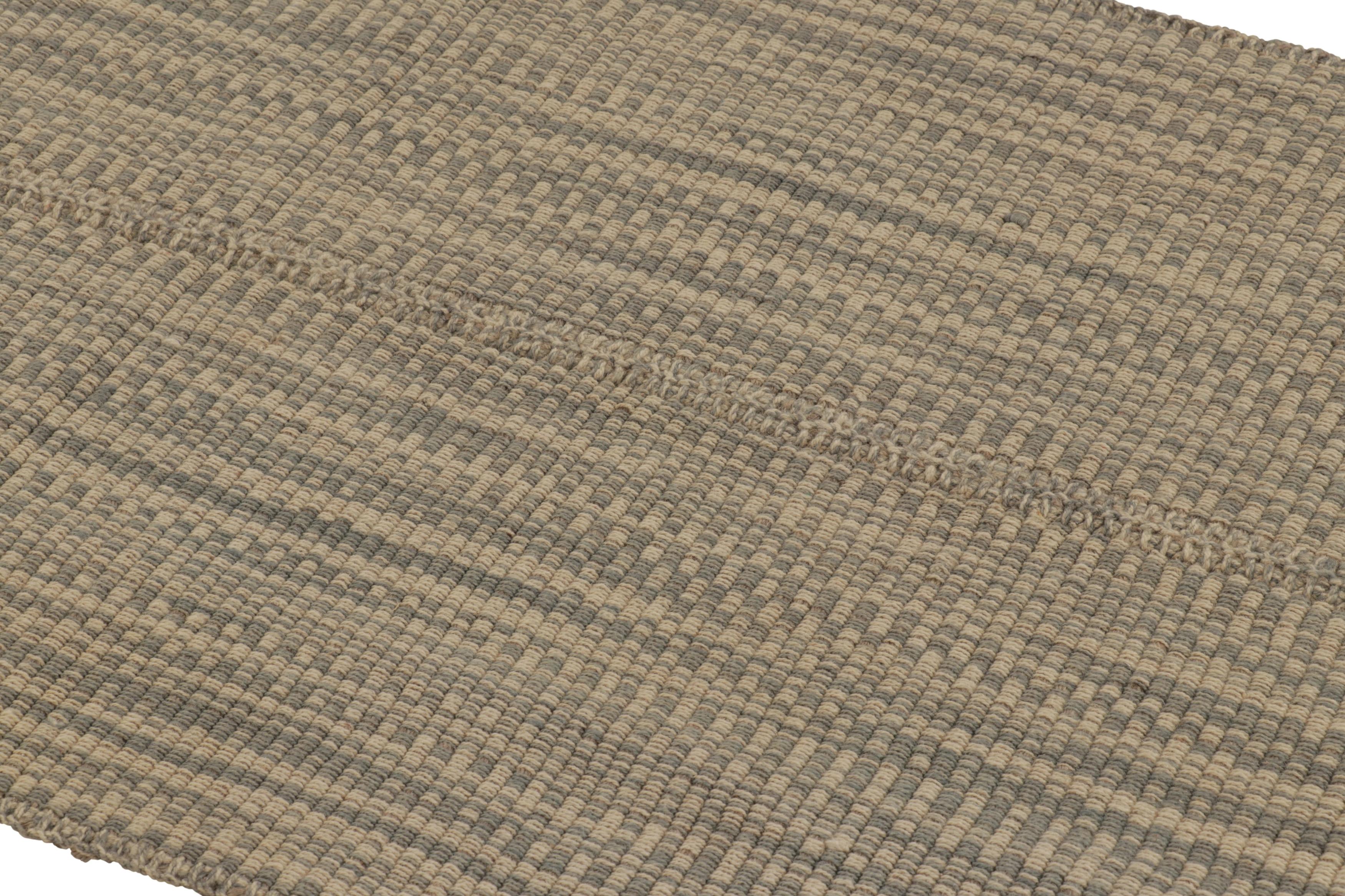 XXIe siècle et contemporain Rug & Kilim's Accent Kilim, Beige and Gray Textural Stripes (tapis d'accent Kilim, rayures texturées beiges et grises) en vente