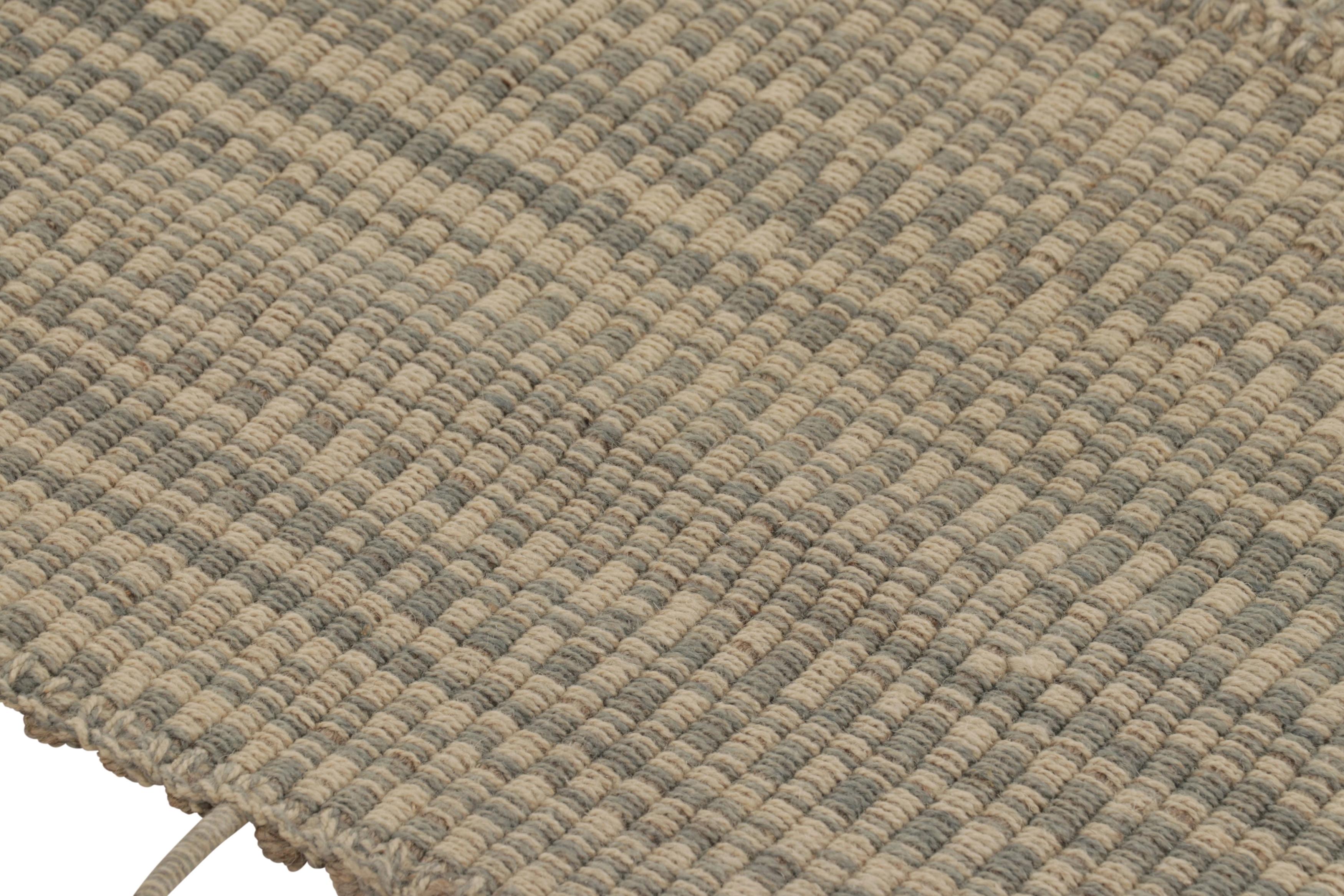 Laine Rug & Kilim's Accent Kilim, Beige and Gray Textural Stripes (tapis d'accent Kilim, rayures texturées beiges et grises) en vente