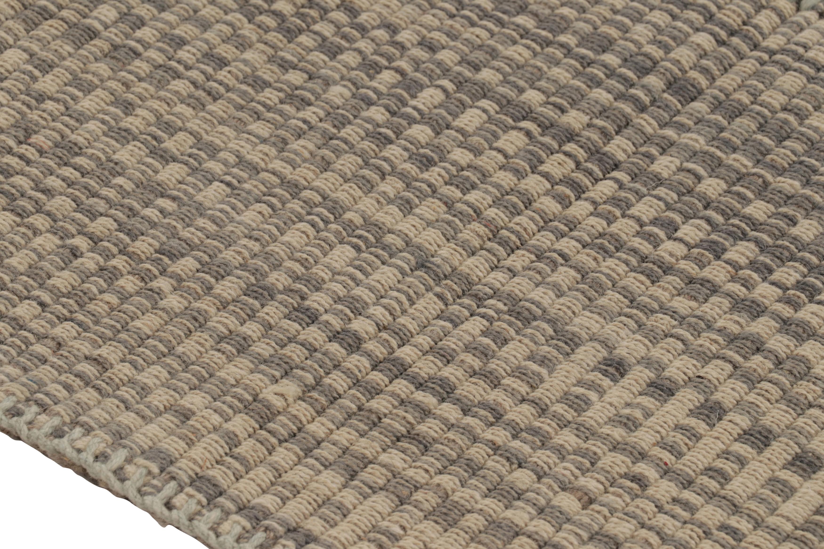 Tessuto a mano in lana, questo Kilim contemporaneo 3x4 fa parte di una nuova ed entusiasmante collezione a tessitura piatta personalizzabile di Rug & Kilim. 

Sul design:
