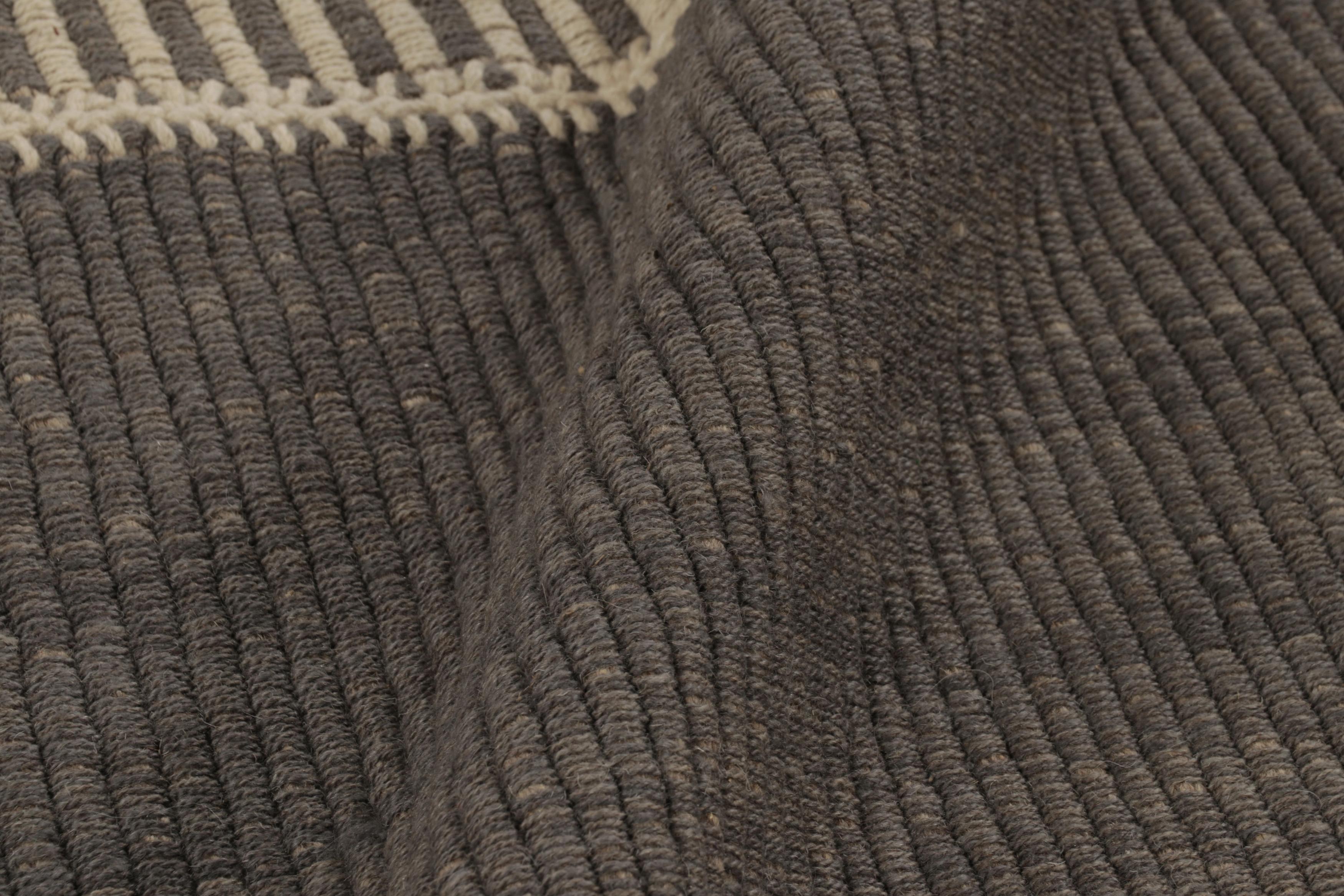 Rug & Kilim's Accent Kilim, Beige-Gray Textural Stripes with Yellow Accents (en anglais) Neuf - En vente à Long Island City, NY