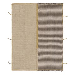 Rug
Kilim
s Akzent-Kilim, Beige-Graue Strukturstreifen mit gelben Akzenten