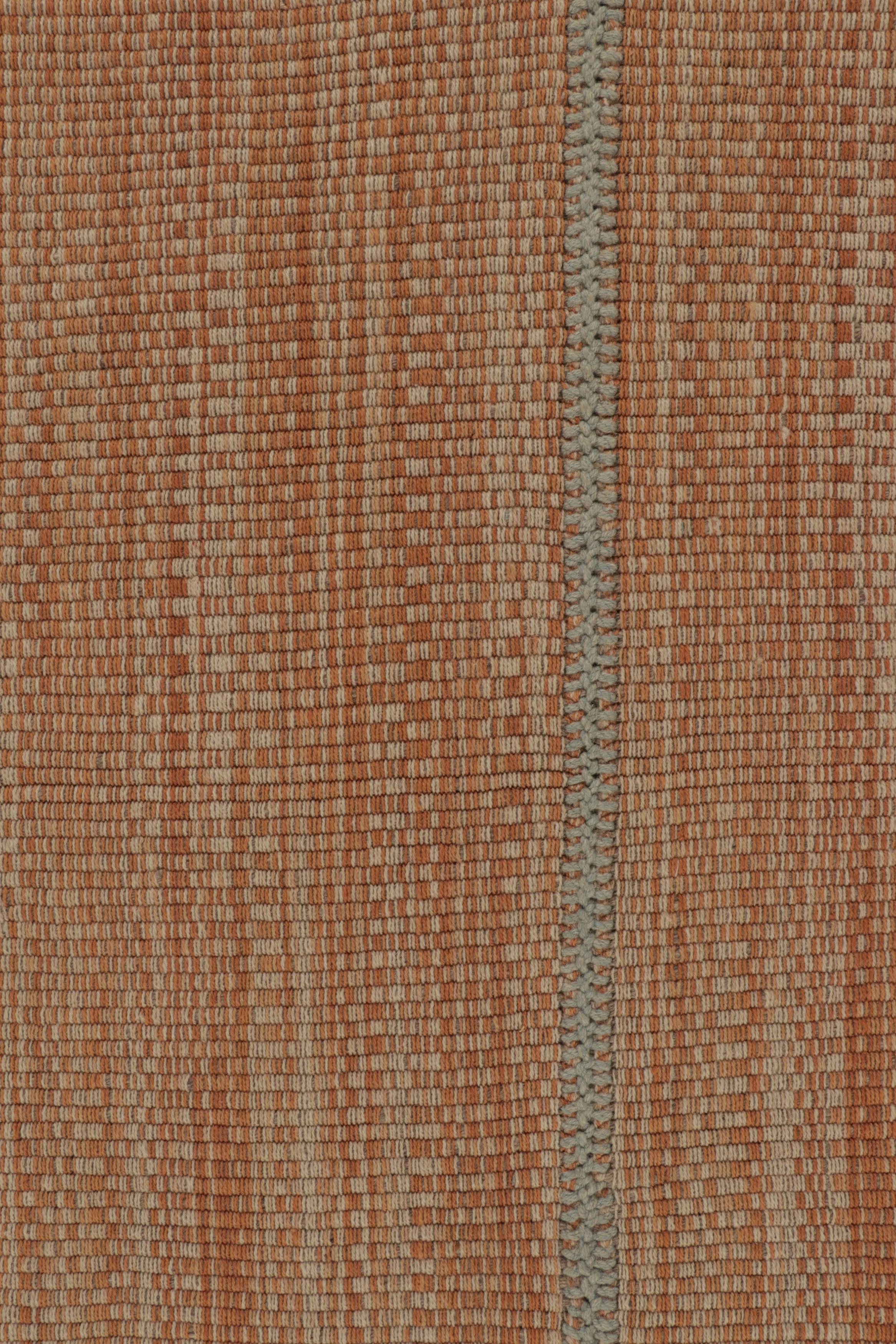 Afghano Rug & Kilim è un kilim d'accento, a strisce beige-arancione con accenti grigi in vendita