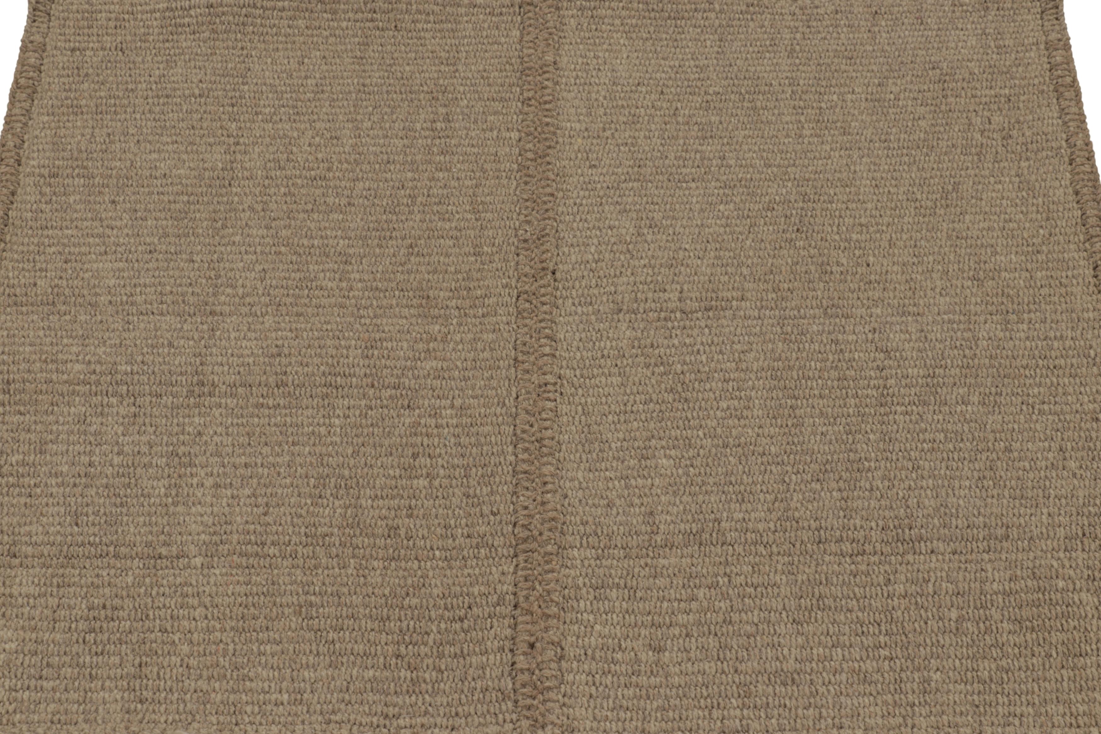 Rug & Kilim's Akzent-Kilim, Beige Strukturstreifen mit braunen Akzenten (Moderne) im Angebot