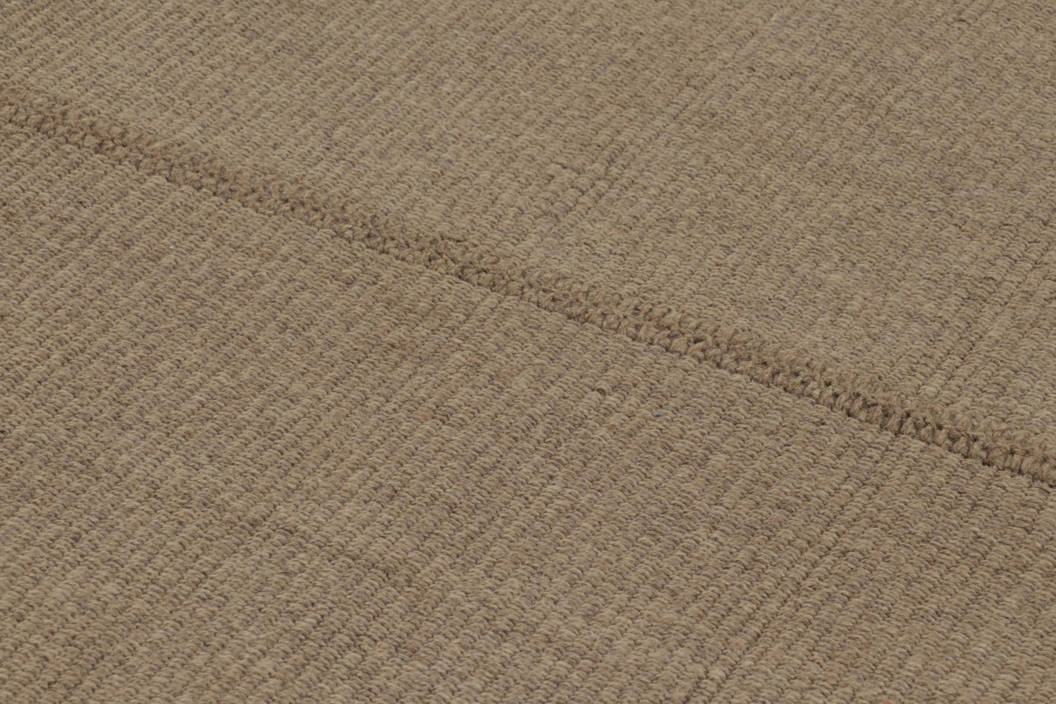 Rug & Kilim's Akzent-Kilim, Beige Strukturstreifen mit braunen Akzenten (Wolle) im Angebot