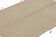 Rug & Kilim's Accent Kilim, Beige Textural Stripes with Faded Green Accents