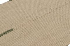 Rug & Kilim's Accent Kilim, Beige Textural Stripes with Green Accents