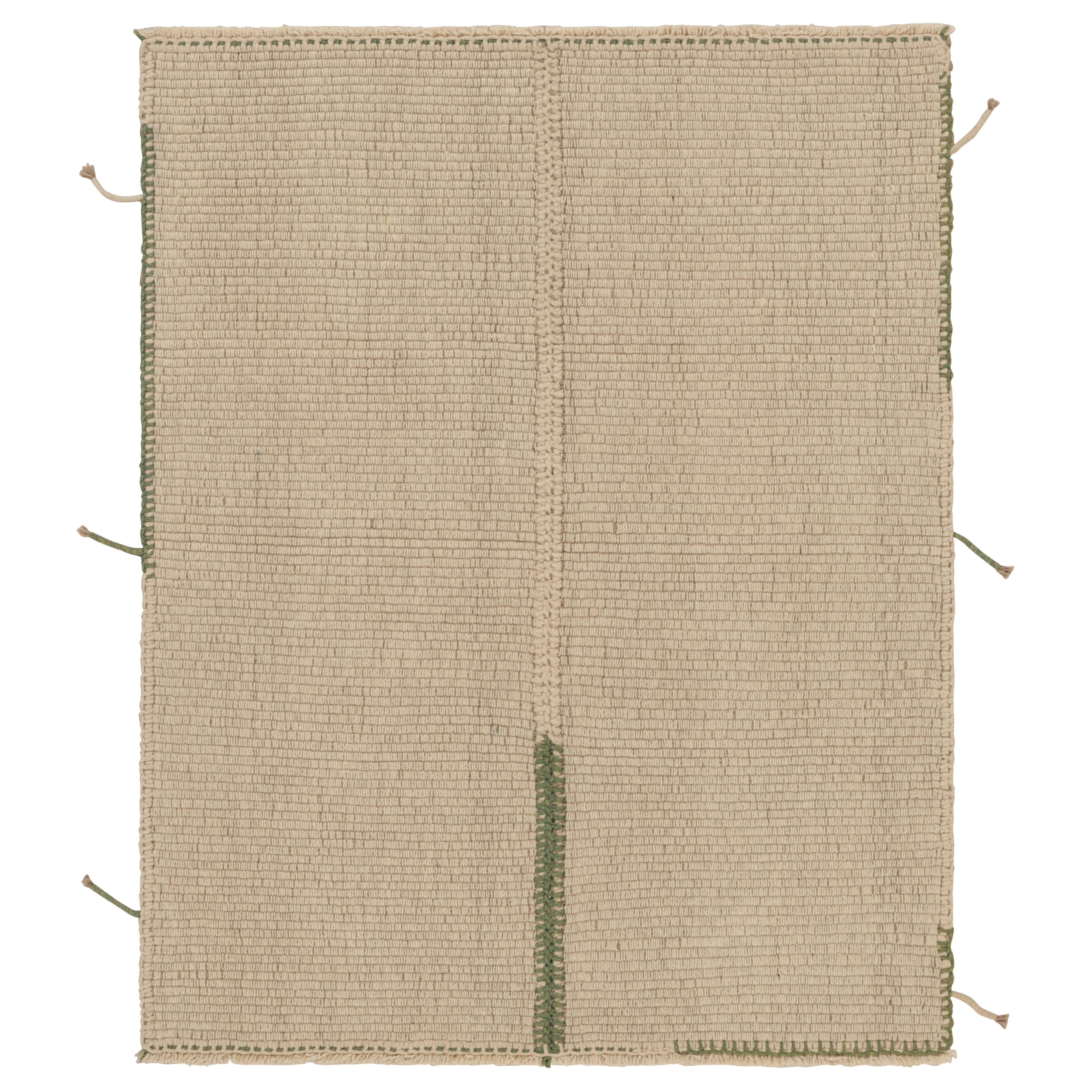 Rug
Kilim
s Akzent-Kilim, beigefarbene Strukturstreifen mit grünen Akzenten