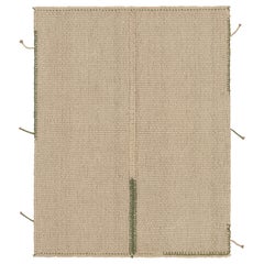 Rug 
Kilim
s Akzent-Kilim, beigefarbene Strukturstreifen mit grünen Akzenten