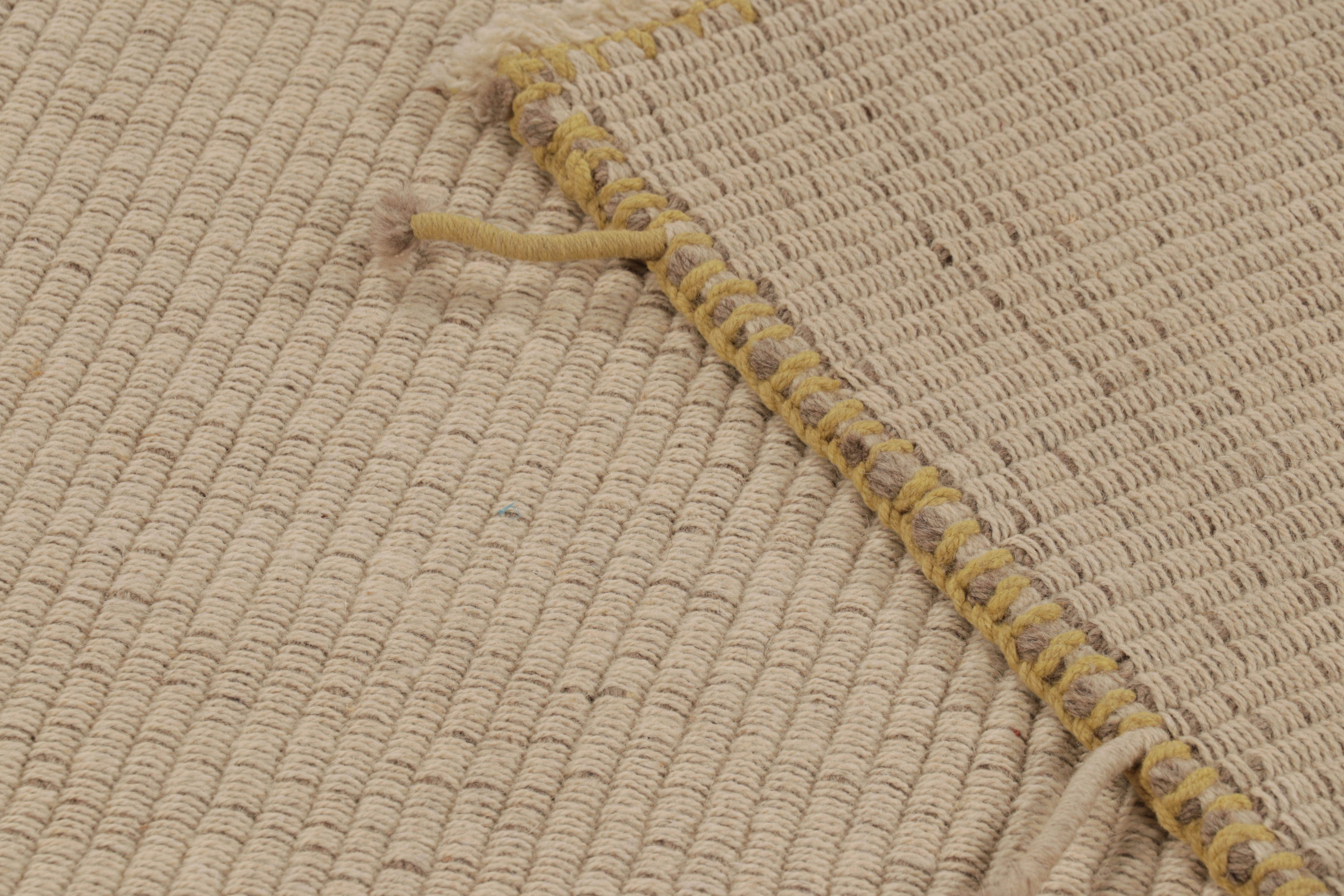 Lana Rug & Kilim, Kilim d'accento, strisce testuali beige con accenti gialli in vendita