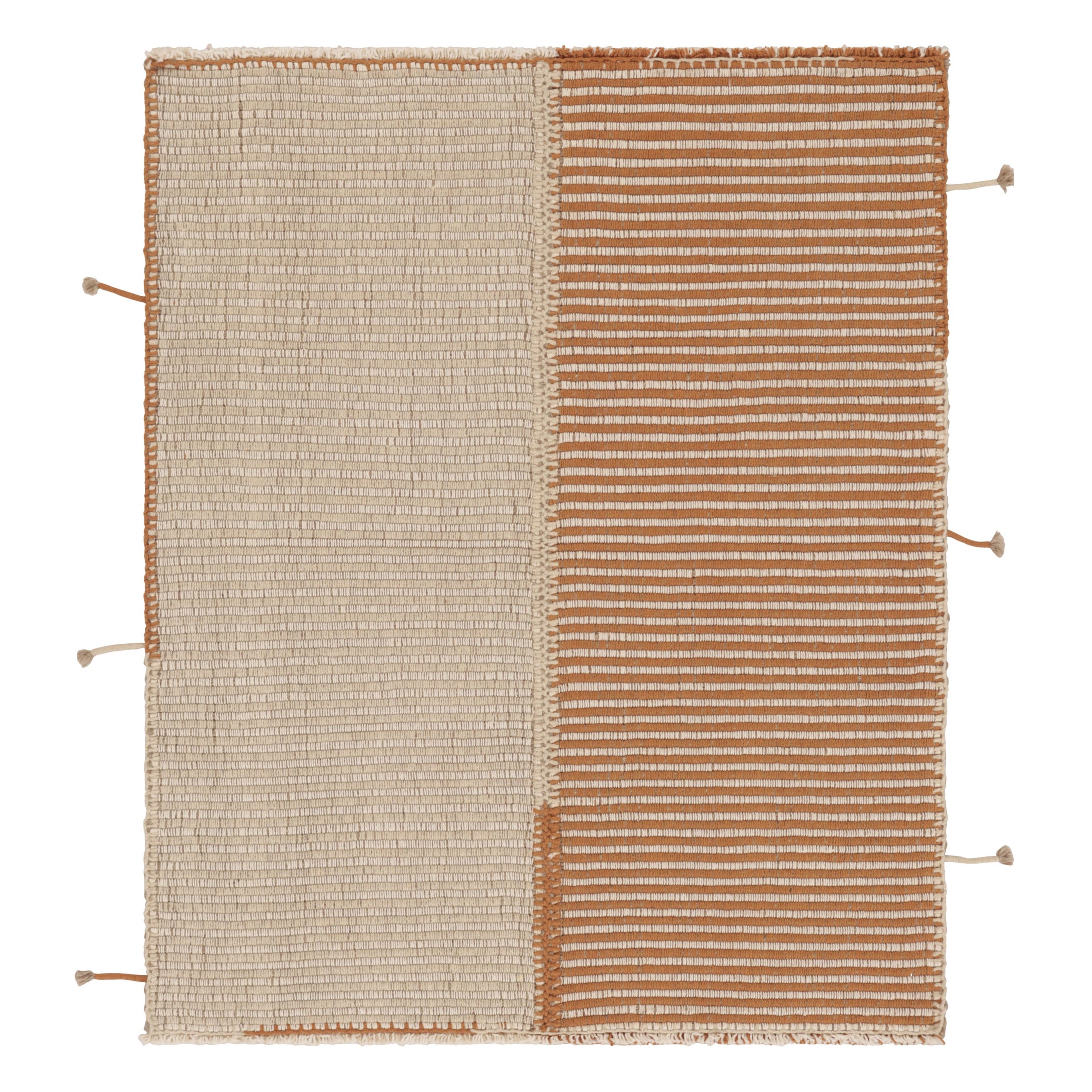 Rug 
Kilim, Kilim d
accento, beige con strisce arancione caldo