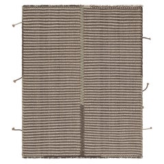 Rug 
Kilim
s Akzent-Kilim, graue und weiße Strukturstreifen mit beigen Akzenten