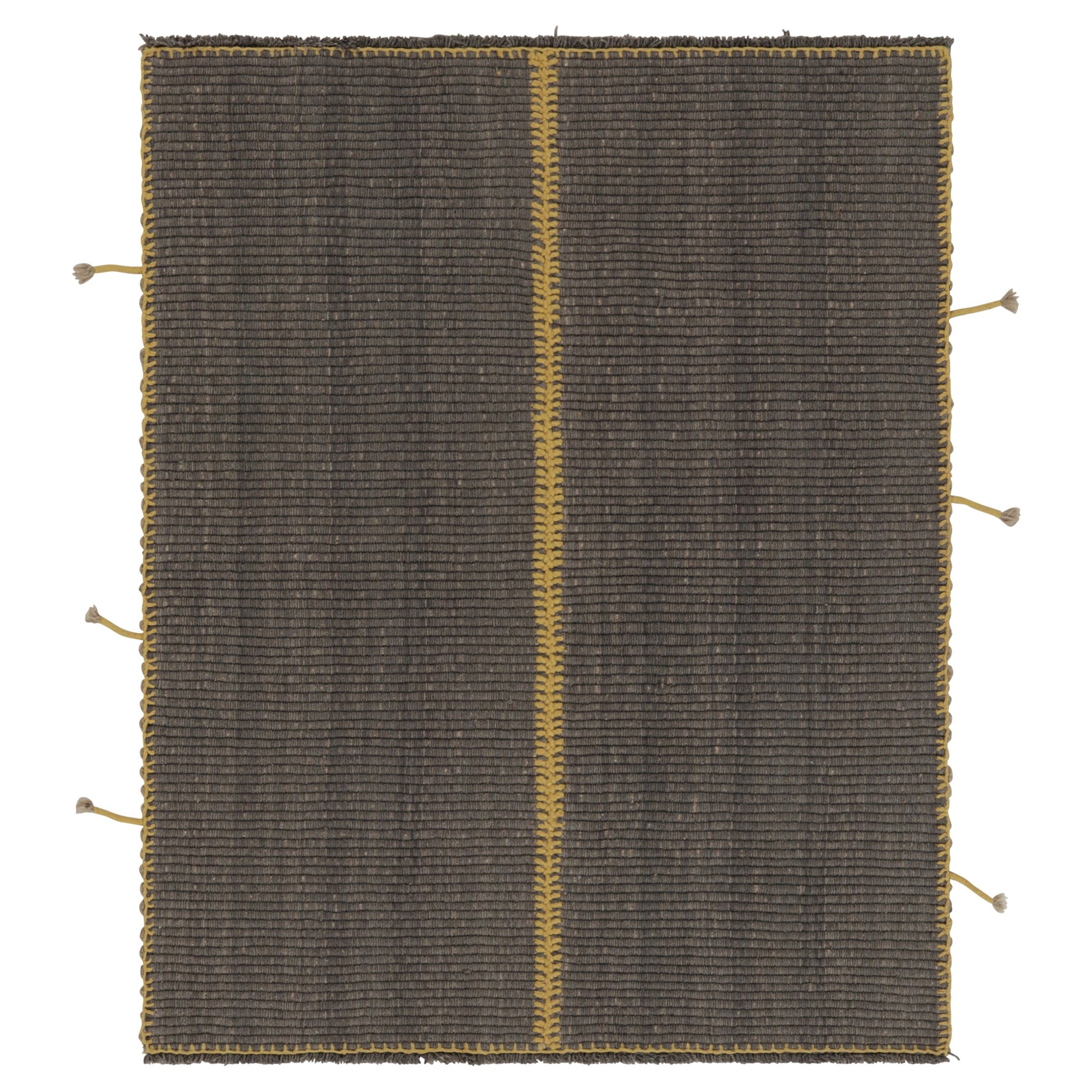 Kilim de acento Rug 
Kilim, rayas de textura gris-beige con detalles amarillos