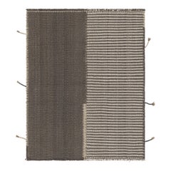 Rug & Kilim's Akzent-Kilim, graues Feld mit beigefarbenen Strukturstreifen