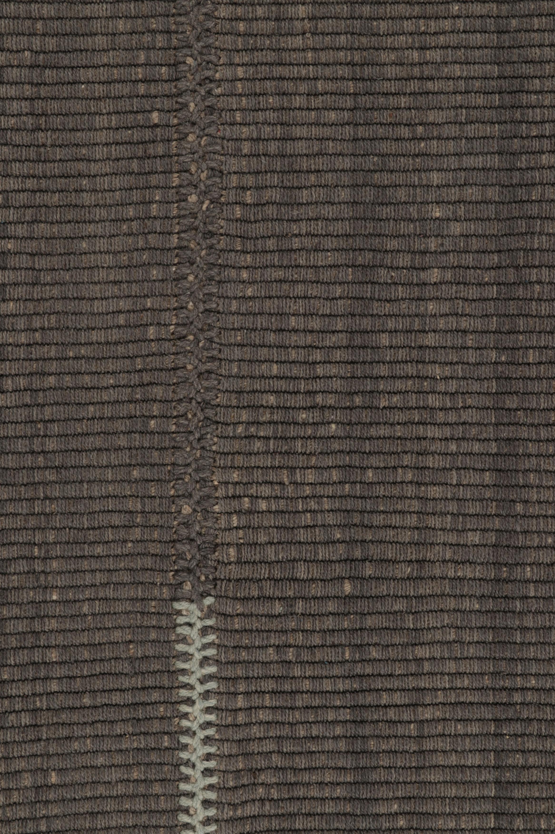 Handwoven in wool, this 4x4 contemporary Kilim is from an exciting new custom-capable flatweave collection by Rug & Kilim.  

On the Design:
“Rez Kilim” represents a contemporary homage to Turkish and Persian panel-weaving styles in a textural