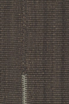 Rug & Kilim's Accent Kilim, Gray Textural Stripes with Beige Accents