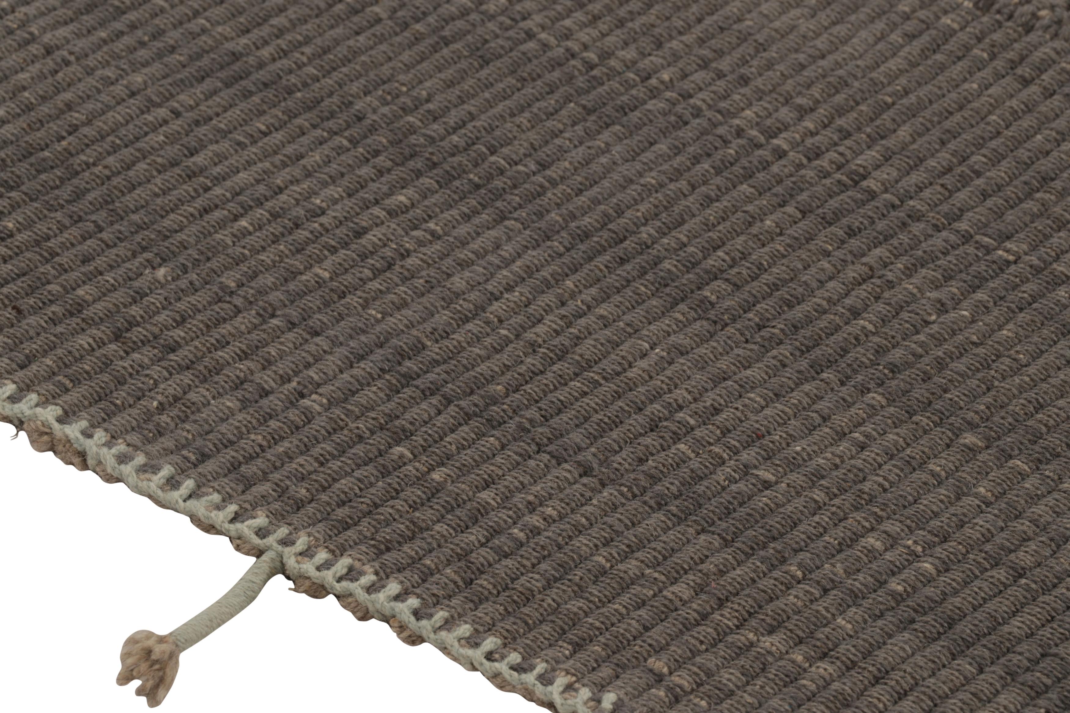 Moderne Rug & Kilim's Accent Kilim, rayures texturées grises avec accents beiges en vente