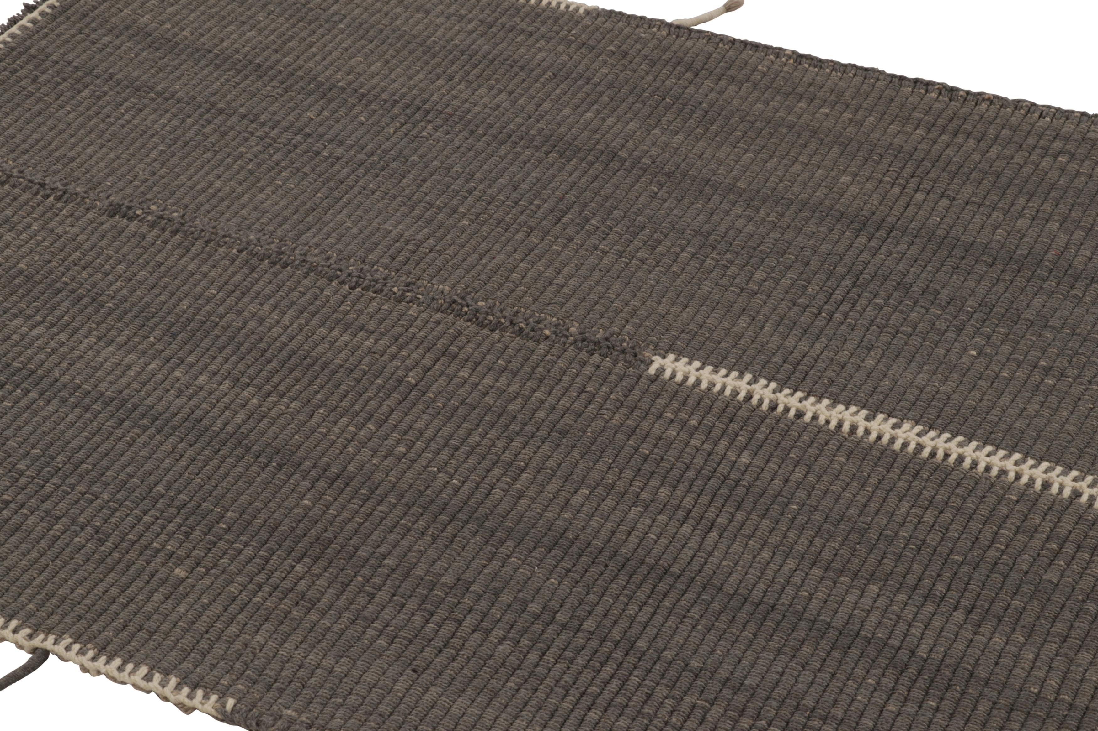 Lana Rug & Kilim, Kilim d'accento a righe grigie con accenti beige in vendita