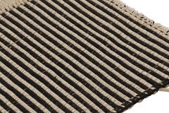 Rug & Kilim’s Accent Kilim, Square Rug in Bold, Textural White and Black Stripes