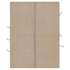 Alfombra cuadrada Accent Kilim de Rug & Kilim en rayas texturadas beige y azul claro