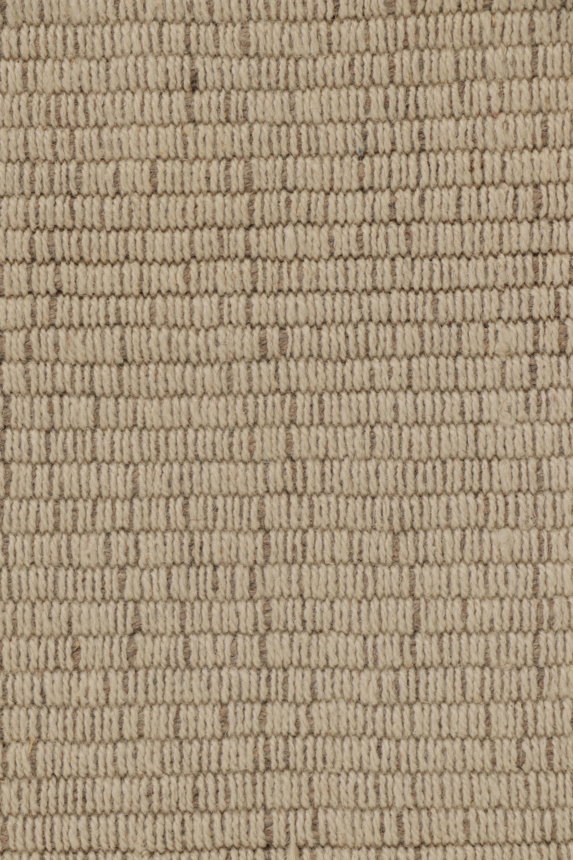 Alfombra cuadrada Accent Kilim de Rug & Kilim en rayas texturadas crema y azul claro Afgano en venta