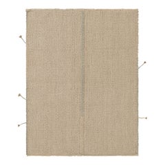 Alfombra cuadrada Accent Kilim de Rug & Kilim en rayas texturadas crema y azul claro
