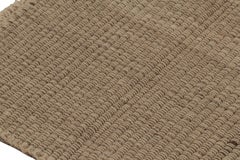 Rug & Kilim's Accent Kilim, Square Rug with Textural Beige and Brown Stripes