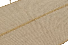 Rug & Kilim’s Accent Kilim, Square Rug with Textural Beige and Mustard Stripes