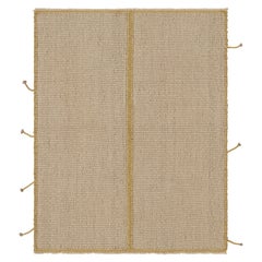Alfombra cuadrada Accent Kilim de Rug & Kilim, con rayas de textura beige y mostaza