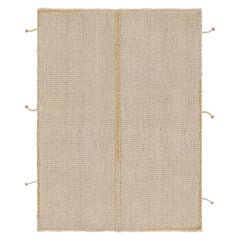 Alfombra cuadrada Accent Kilim de Rug & Kilim con rayas texturadas en crema y amarillo