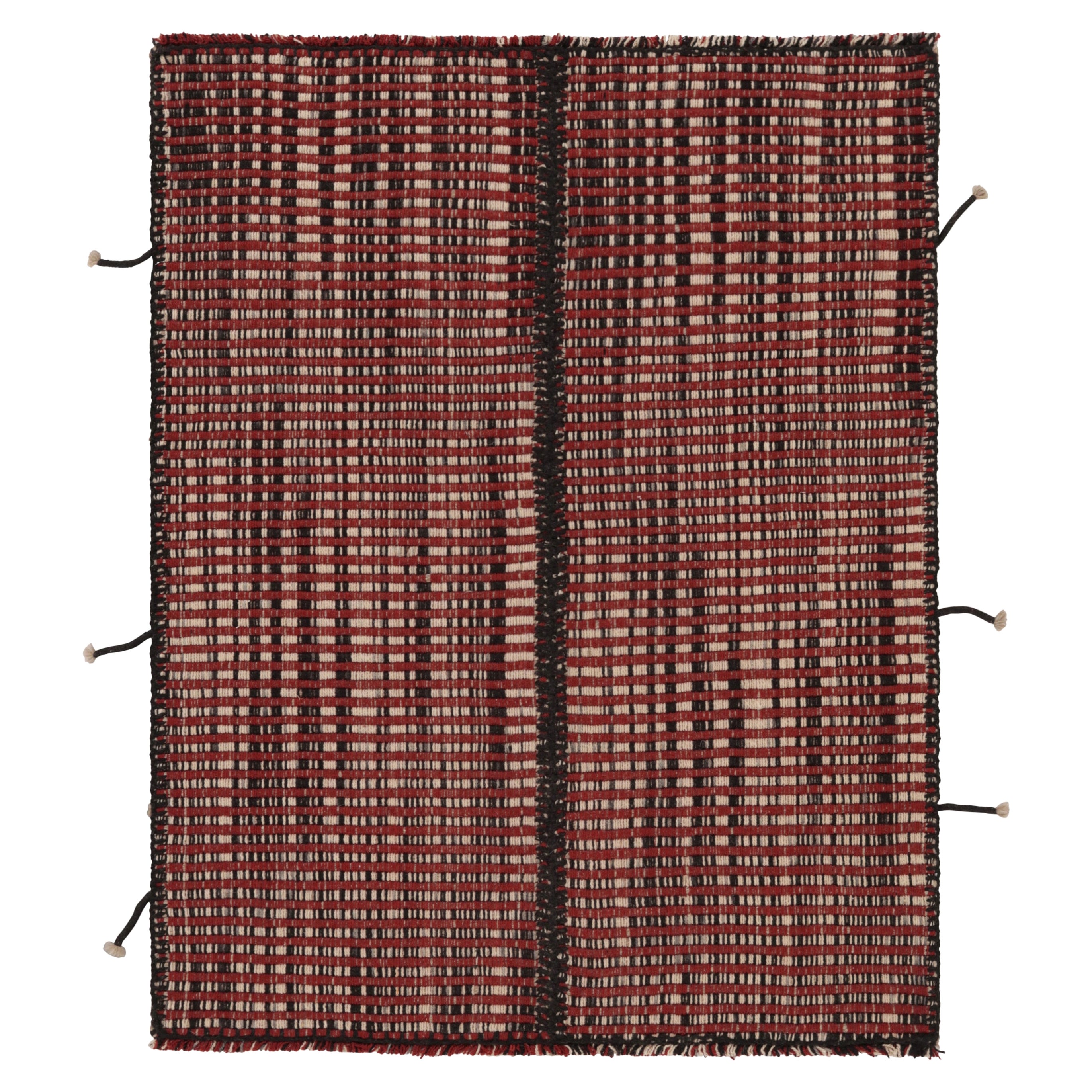 Alfombra cuadrada Accent Kilim de Rug
Kilim con textura de rayas rojas, negras y beige