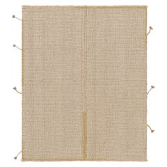 Kilim de acento de Rug & Kilim con textura de rayas crema-blanco y dorado
