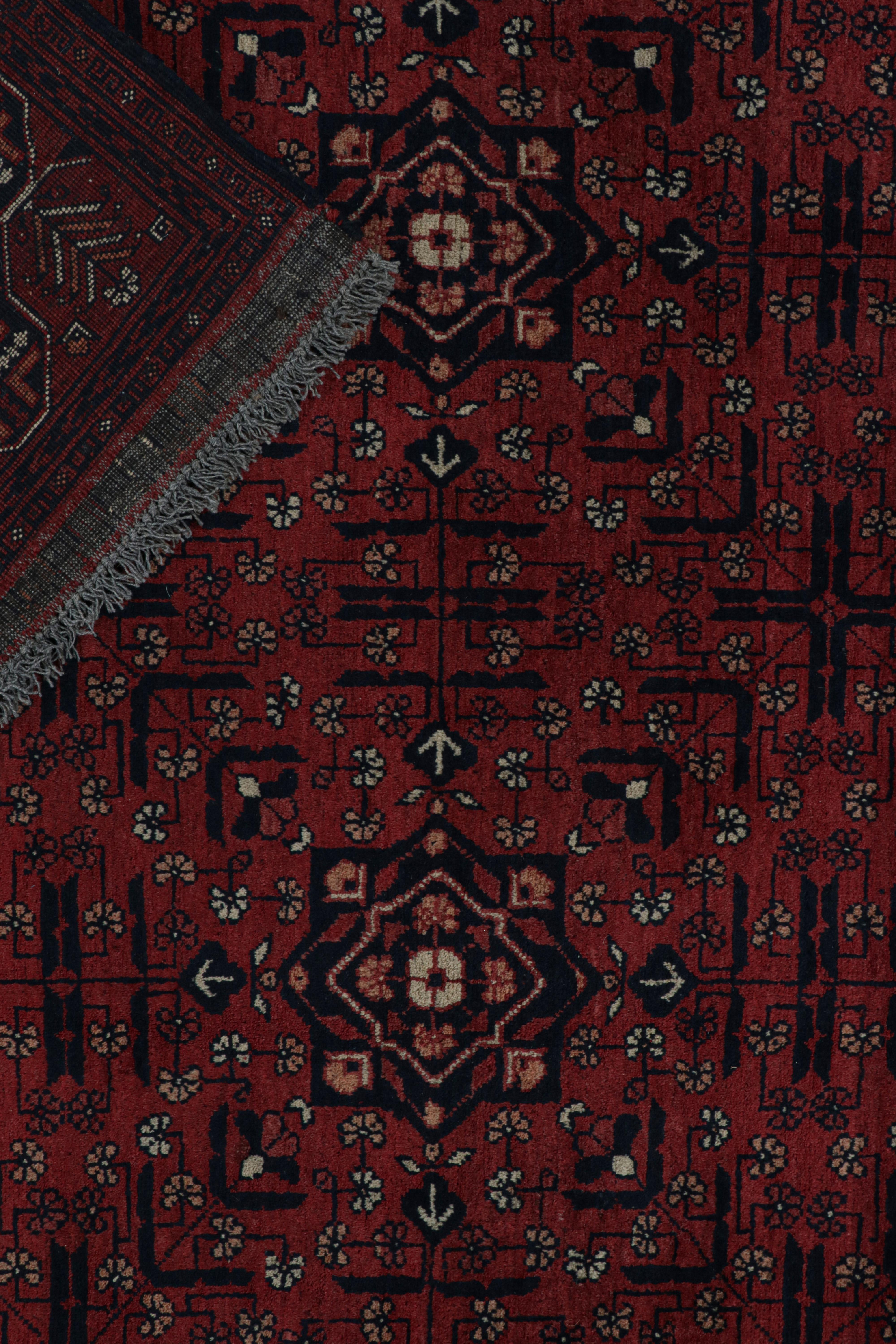 Rug & Kilim’s Afghan Baluch Tribal Rug in Burgundy and Blue Geometric Patterns For Sale 1