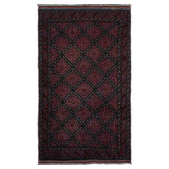 Rug & Kilim’s Afghan Baluch Tribal Rug in Burgundy and Blue Geometric Patterns
