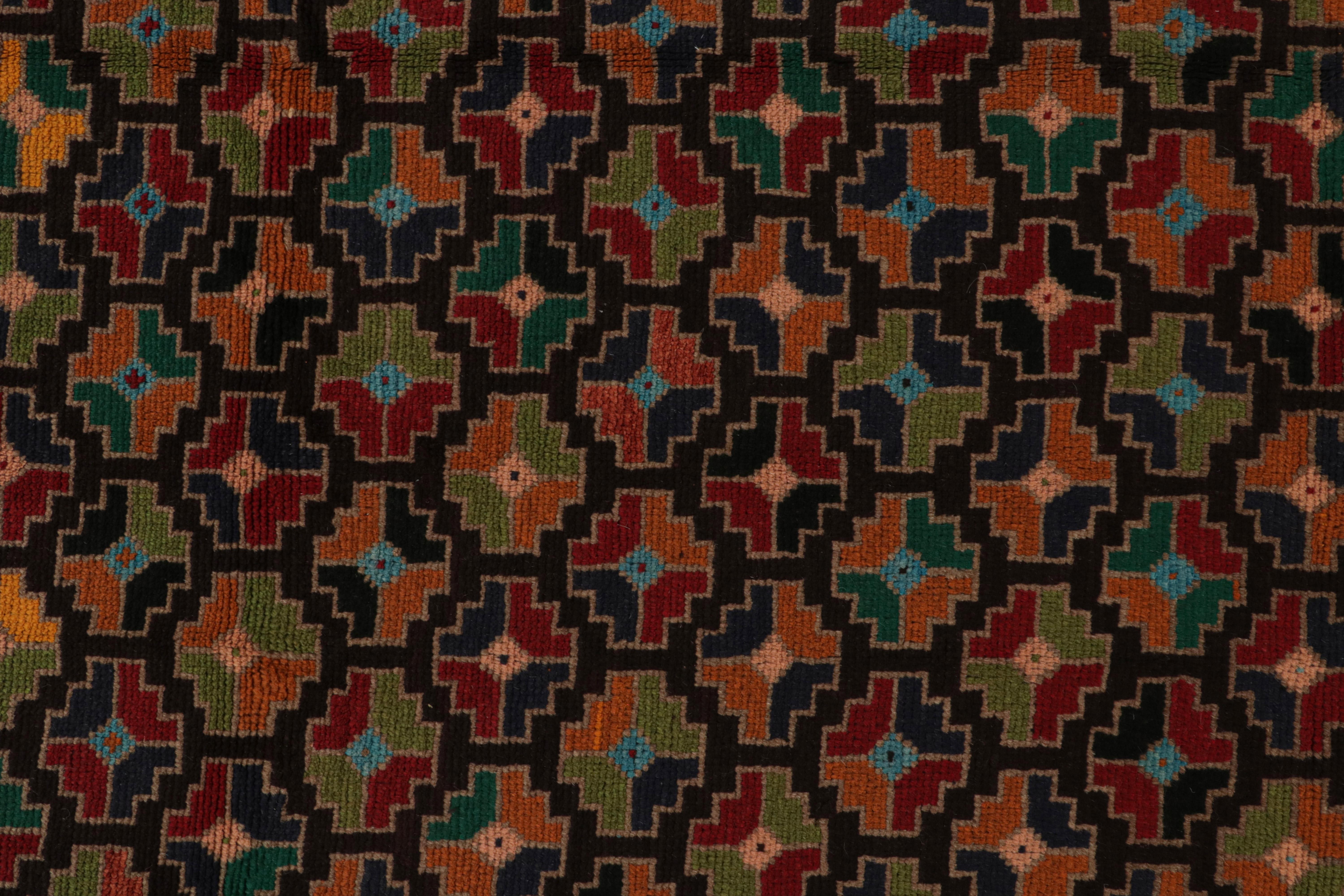 Wool Rug & Kilim’s Afghan Baluch Tribal Rug in Multicolor Geometric Patterns For Sale