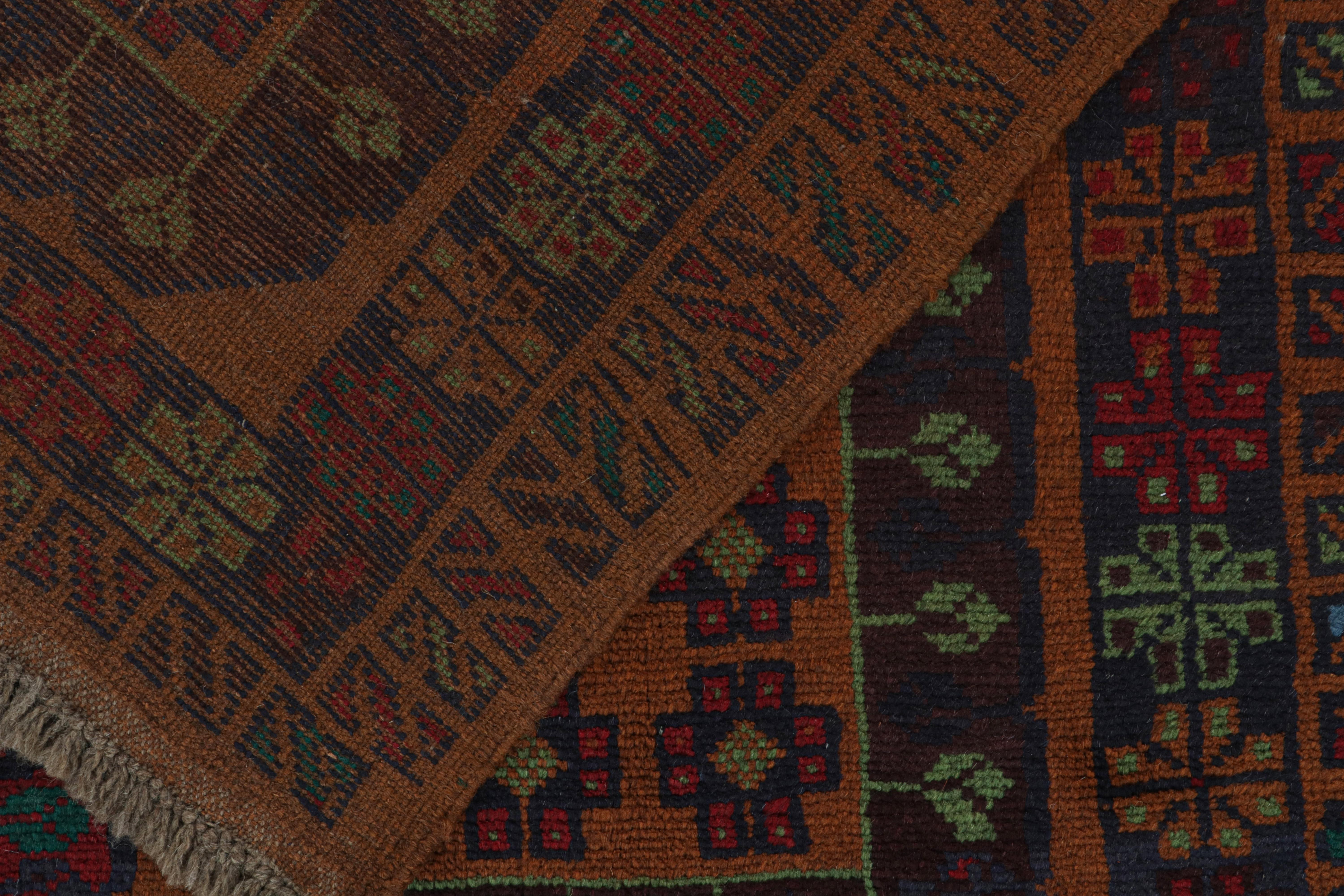 Rug & Kilim’s Afghan Baluch Tribal Rug in Rust with Red and Teal Medallions For Sale 1