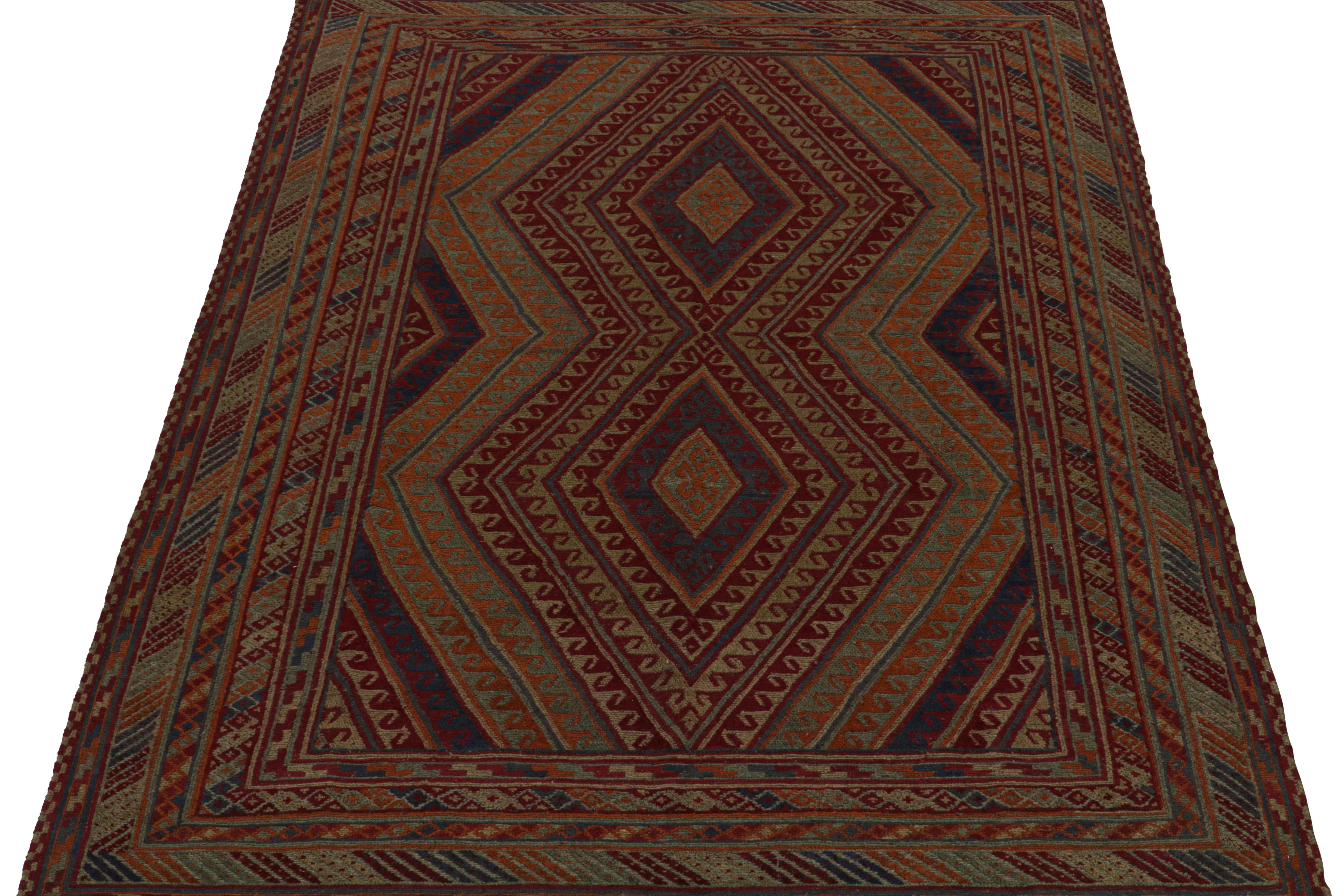 Hand-Knotted Rug & Kilim’s Afghan Baluch Tribal Rug with Colorful Geometric Patterns For Sale